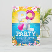 Aloha Zwembad Party Bloemen Verjaardag Kaart (Staand voorkant)
