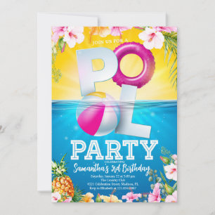 Aloha Zwembad Party Bloemen Verjaardag Kaart