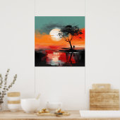 Alone by the Lake – Solitude at Sunset Poster (Keuken)