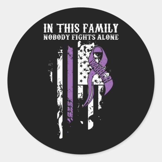 Alone- Fibromyalgia Awareness Supporter Ribbon Ronde Sticker (Voorkant)