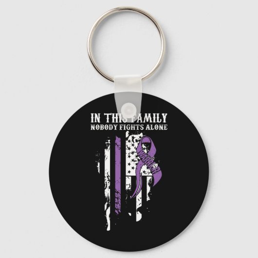 Alone- Fibromyalgia Awareness Supporter Ribbon Sleutelhanger (Voorkant)