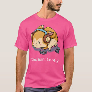 Alone Is Not Lonely Nerd Introvert Fox Geek Muziek T-shirt