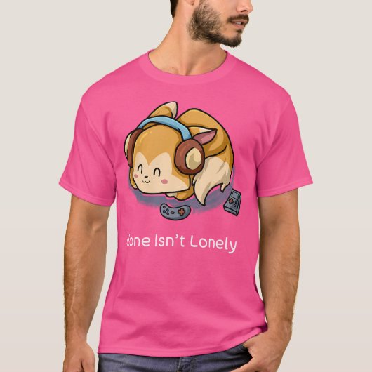 Alone Is Not Lonely Nerd Introvert Fox Geek Muziek T-shirt (Voorkant)