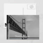 Along Mackinac Bridge Grayscale Briefkaart (Voorkant / Achterkant)