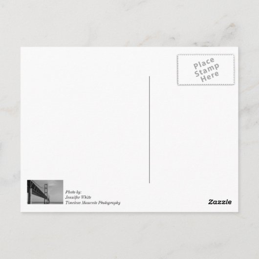 Along Mackinac Bridge Grayscale Briefkaart (Achterkant)