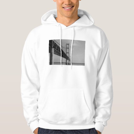 Along Mackinac Bridge Grayscale Hoodie (Voorkant)