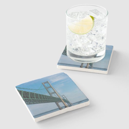 Along Mackinac Bridge Stenen Onderzetter (Zijkant)