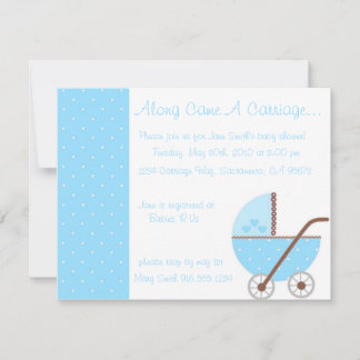 Along werd een vervoer in Blue Baby shower Invitat Kaart