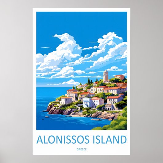 Alonissos Eiland Vintage Reisposter Ski Poster (Voorkant)