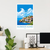 Alonissos Eiland Vintage Reisposter Ski Poster (Thuiskantoor)