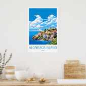 Alonissos Eiland Vintage Reisposter Ski Poster (Keuken)