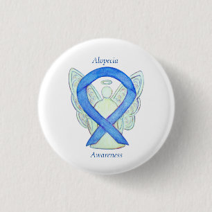 Alopecia Angel Awareness Blauwe Lint Custom Speld Ronde Button 3,2 Cm