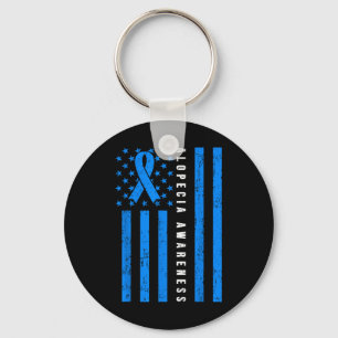 Alopecia Areata Awareness I Draag Blue Ribbon Supp Sleutelhanger