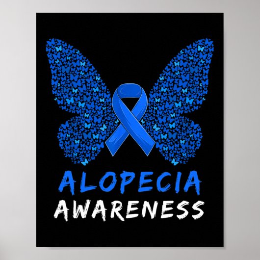 Alopecia Areata Awareness Month Blue Ribbon Poster (Voorkant)