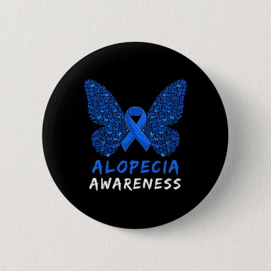 Alopecia Areata Awareness Month Blue Ribbon Ronde Button 5,7 Cm (Voorkant)