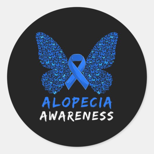 Alopecia Areata Awareness Month Blue Ribbon Ronde Sticker (Voorkant)