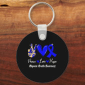 Alopecia Areata Awareness Peace Love Hope Blue Rib Sleutelhanger (Achterkant)