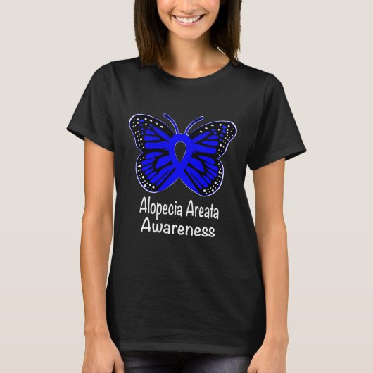 Alopecia Areata Awareness Warrior Support Blue Rib T-shirt (Voorkant)