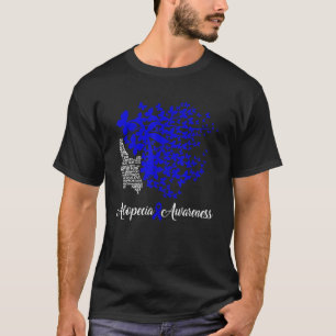 Alopecia Awareness Blue Ribbon Hair Loss Butterfly T-shirt