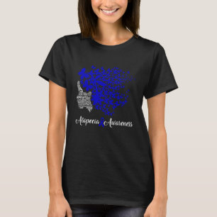 Alopecia Awareness Blue Ribbon Hair Loss Butterfly T-shirt