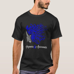 Alopecia Awareness Blue Ribbon Hair Loss Butterfly T-shirt