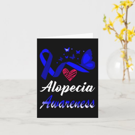 Alopecia Awareness Butterflies Blue Ribbon Support Kaart (Gele Bloem)