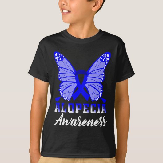 Alopecia Awareness Butterflies Blue Ribbon Support T-shirt (Voorkant)