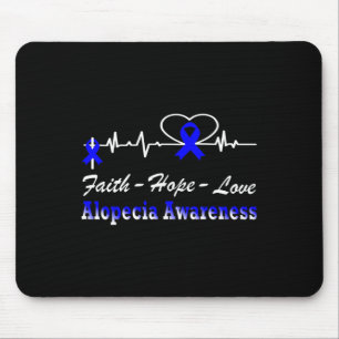 Alopecia Awareness Heartbeat Christelijk Cross Blu Muismat