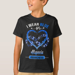Alopecia Awareness I Draag Blue Butterfly Heart T-shirt