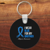Alopecia Awareness I Draag Blue for My Brother Blu Sleutelhanger (Achterkant)