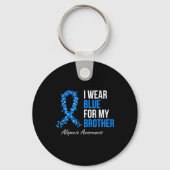 Alopecia Awareness I Draag Blue for My Brother Blu Sleutelhanger (Achterkant)