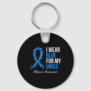 Alopecia Awareness I Draag Blue for My oom Blue R Sleutelhanger