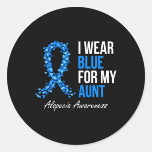 Alopecia Awareness I Draag Blue for My tante Blue Ronde Sticker
