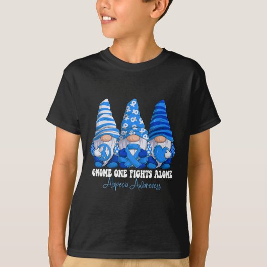 Alopecia Awareness Maand Blauw Lint Gnomies Suppo T-shirt (Voorkant)