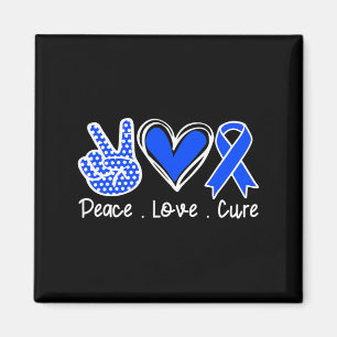 Alopecia Awareness Month Blue Ribbon Peace Love Cu Magneet