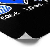 Alopecia Awareness Month Blue Ribbon Peace Love Cu Poster (Hoek)