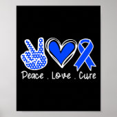 Alopecia Awareness Month Blue Ribbon Peace Love Cu Poster (Voorkant)