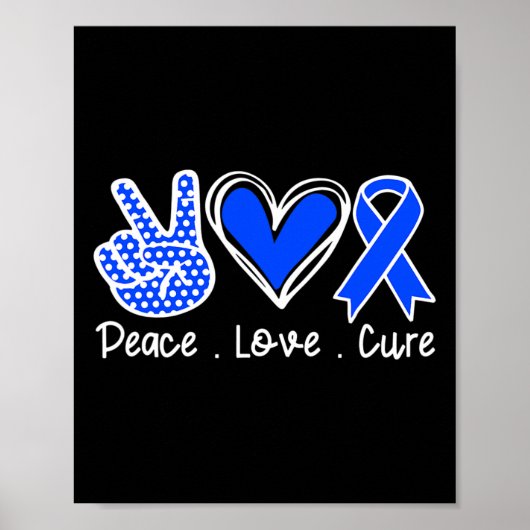 Alopecia Awareness Month Blue Ribbon Peace Love Cu Poster (Voorkant)