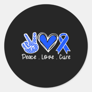 Alopecia Awareness Month Blue Ribbon Peace Love Cu Ronde Sticker