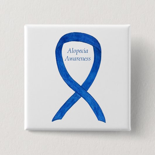 Alopecia Awareness Ribbon Custom Art Pin Vierkante Button 5,1 Cm (Voorkant)