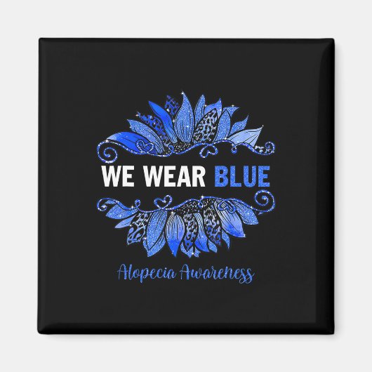 Alopecia Awareness We Draag Blue Sunflower Magneet (Voorkant)