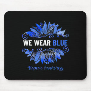 Alopecia Awareness We Draag Blue Sunflower Muismat