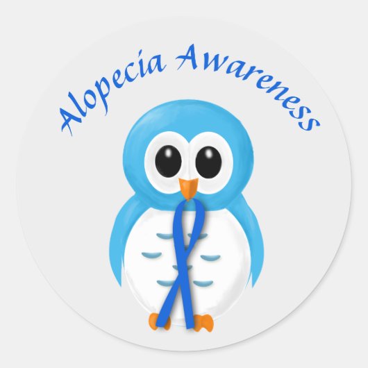Alopecia Awareness with Blue Ribbon Ronde Sticker (Voorkant)