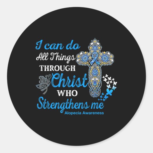 Alopecia Bewustzijn Alopecia Warrior Christ Ronde Sticker (Voorkant)