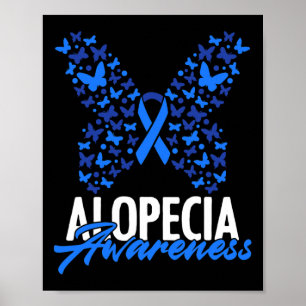 Alopecia Bewustzijn Blauw Lint Vlinder Alopecia Poster