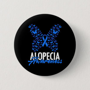 Alopecia Bewustzijn Blauw Lint Vlinder Alopecia Ronde Button 5,7 Cm