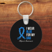 Alopecia Bewustzijn Ik Draag blauw voor mijn vader Sleutelhanger (Voorkant)
