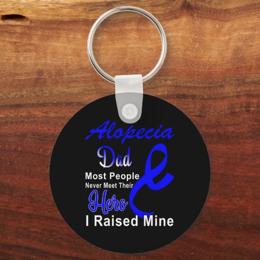 Alopecia Bewustzijn Vader Ondersteuning Blauw Lint Sleutelhanger (Achterkant)
