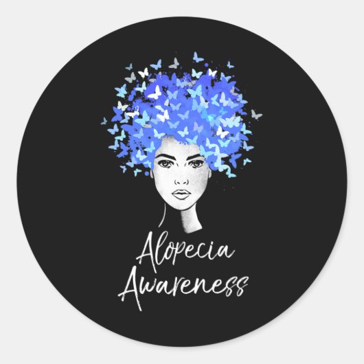 Alopecia Bewustzijn Vlinders Cadeau Ronde Sticker (Voorkant)
