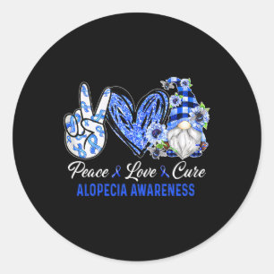 Alopecia Bewustzijn Vrede Liefde Kuur Gnoom Ronde Sticker